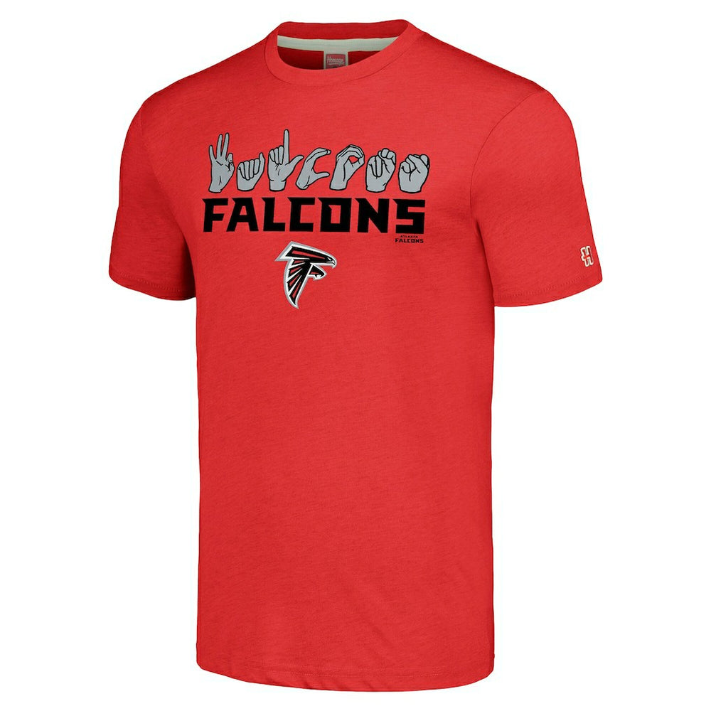 Homage Unisex The NFL ASL Collection by Love Sign American Sign Language T-Shirt - Atlanta Falcons