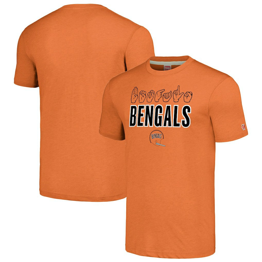 Homage Unisex The NFL ASL Collection by Love Sign American Sign Language T-Shirt - Cincinnati Bengals