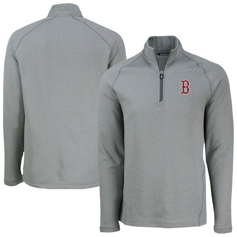 MLB Boston Red Sox Cutter & Buck Peshastin Eco Fleece Recycled Raglan Quarter-Zip Top