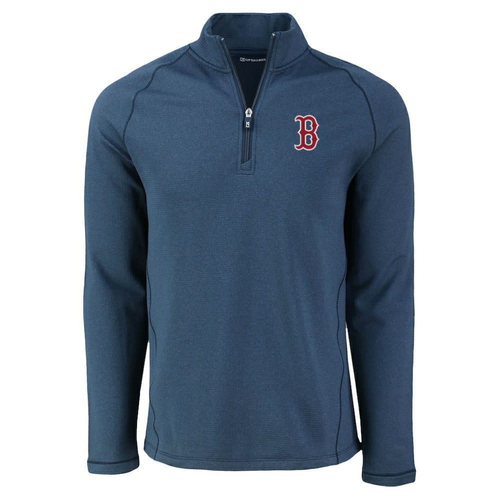 MLB Boston Red Sox Cutter & Buck Peshastin Eco Fleece Recycled Raglan Quarter-Zip Top