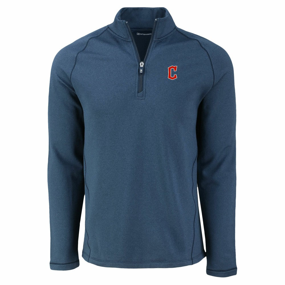 MLB Cleveland Guardians Cutter & Buck Peshastin Eco Fleece Recycled Raglan Quarter-Zip Top