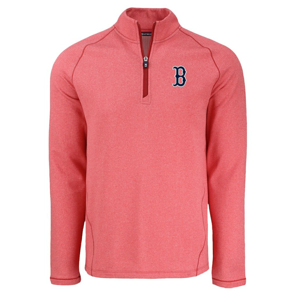 MLB Boston Red Sox Cutter & Buck Peshastin Eco Fleece Recycled Raglan Quarter-Zip Top