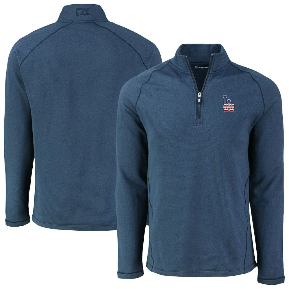 MLB Los Angeles Dodgers Cutter & Buck Peshastin Eco Fleece Recycled Raglan Quarter-Zip Top