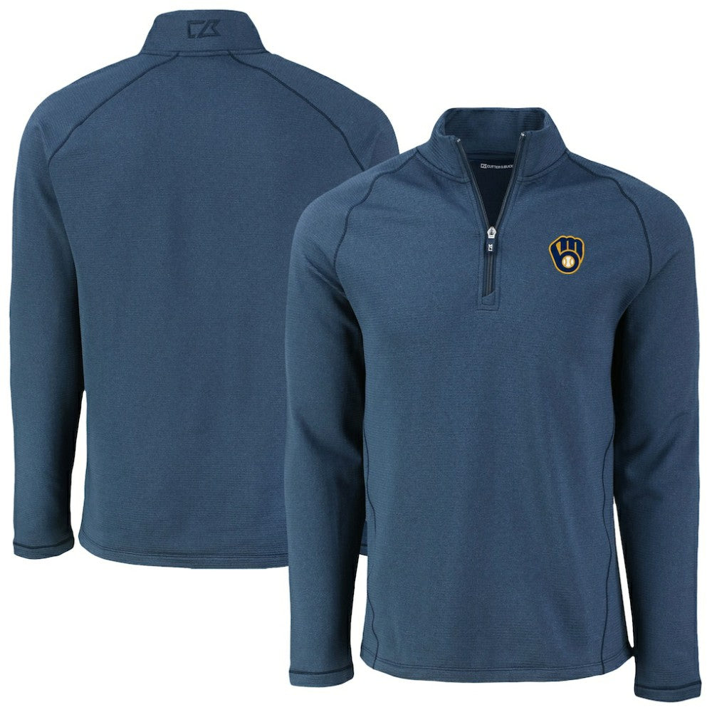 MLB Milwaukee Brewers Cutter & Buck Peshastin Eco Fleece Recycled Raglan Quarter-Zip Top