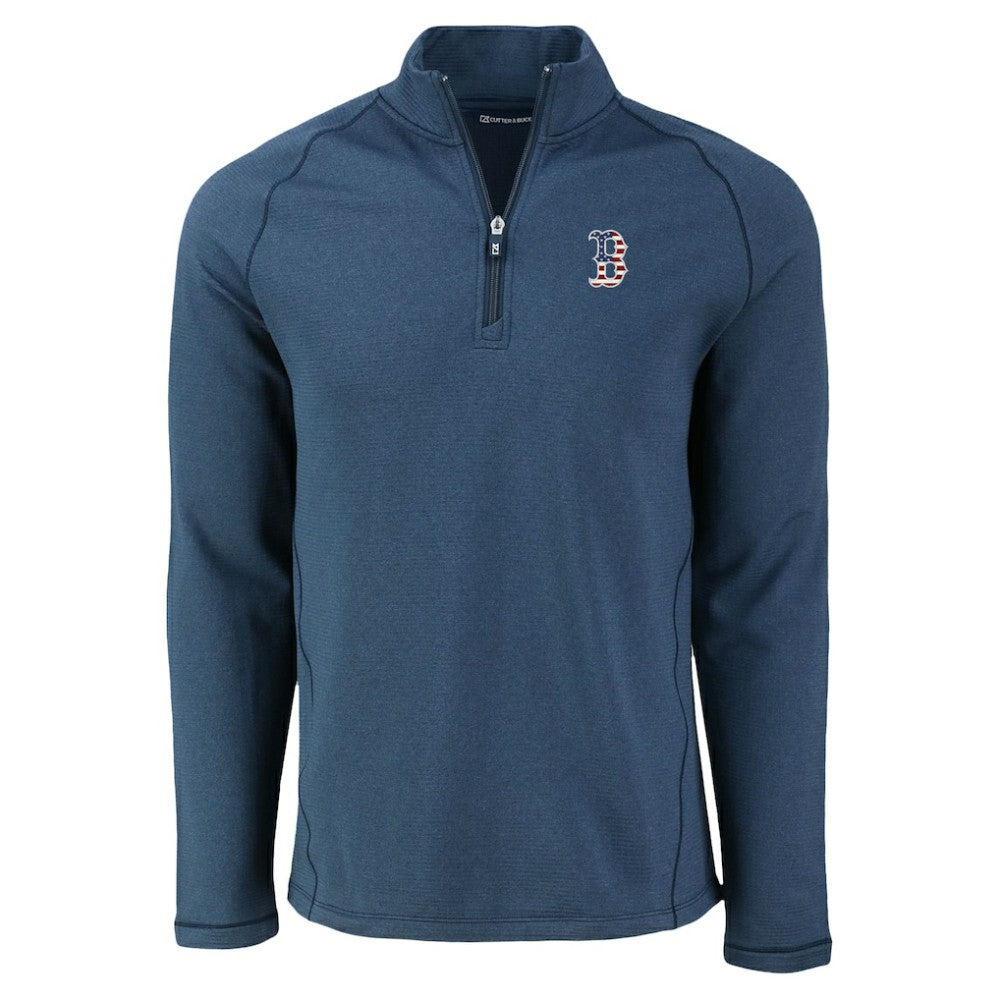 MLB Boston Red Sox Cutter & Buck Peshastin Eco Fleece Recycled Raglan Quarter-Zip Top