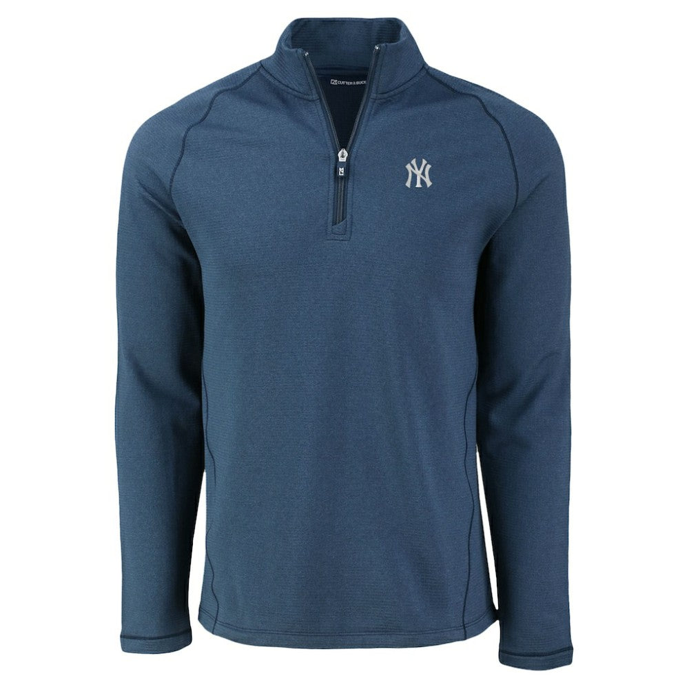 MLB New York Yankees Cutter & Buck Peshastin Eco Fleece Recycled Raglan Quarter-Zip Top