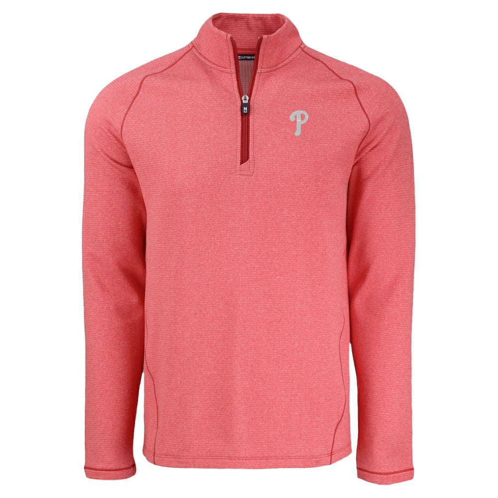 MLB Philadelphia Phillies Cutter & Buck Peshastin Eco Fleece Recycled Raglan Quarter-Zip Top