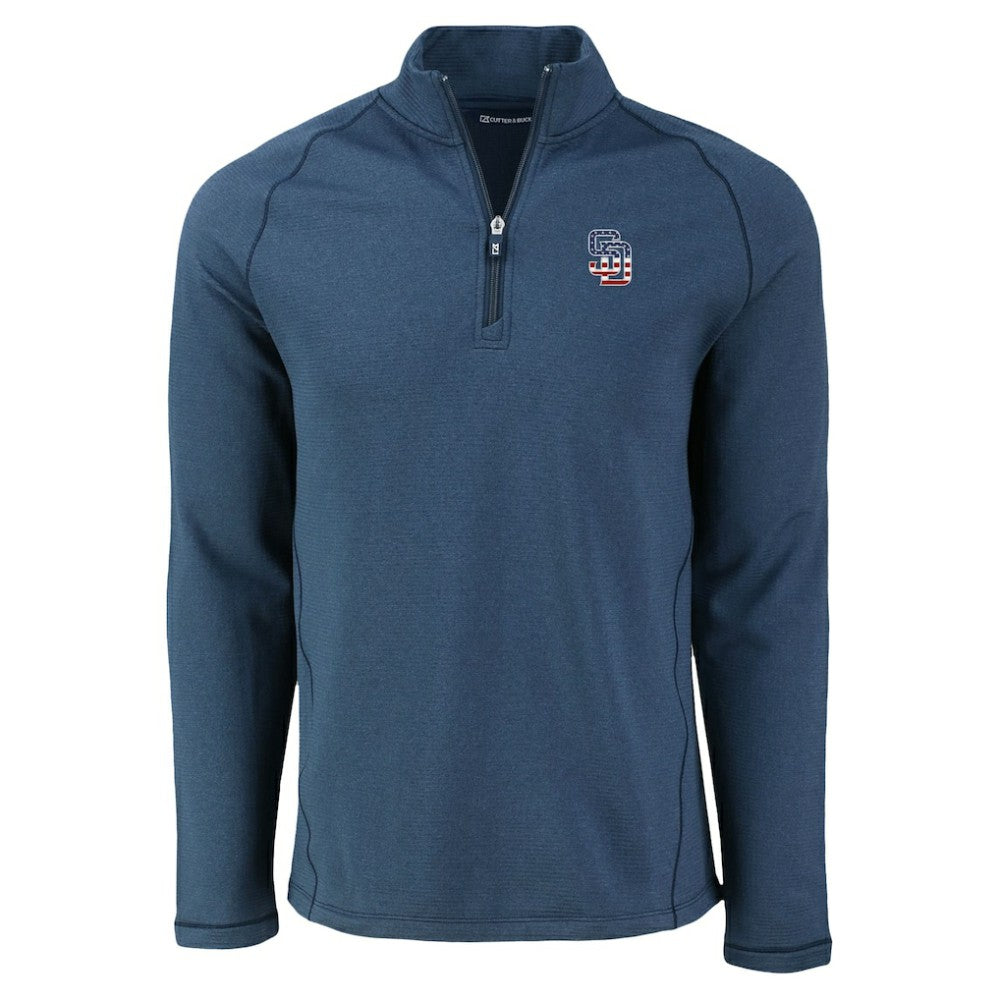 MLB San Diego Padres Cutter & Buck Peshastin Eco Fleece Recycled Raglan Quarter-Zip Top