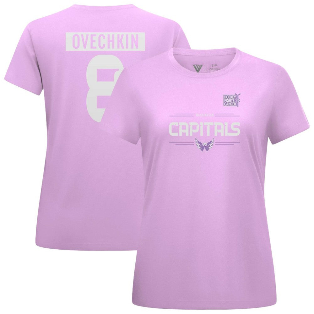 NHL Lavender Alexander Ovechkin Washington Capitals Levelwear Women's Hockey Fights Cancer Anthem Name & Number T-Shirt