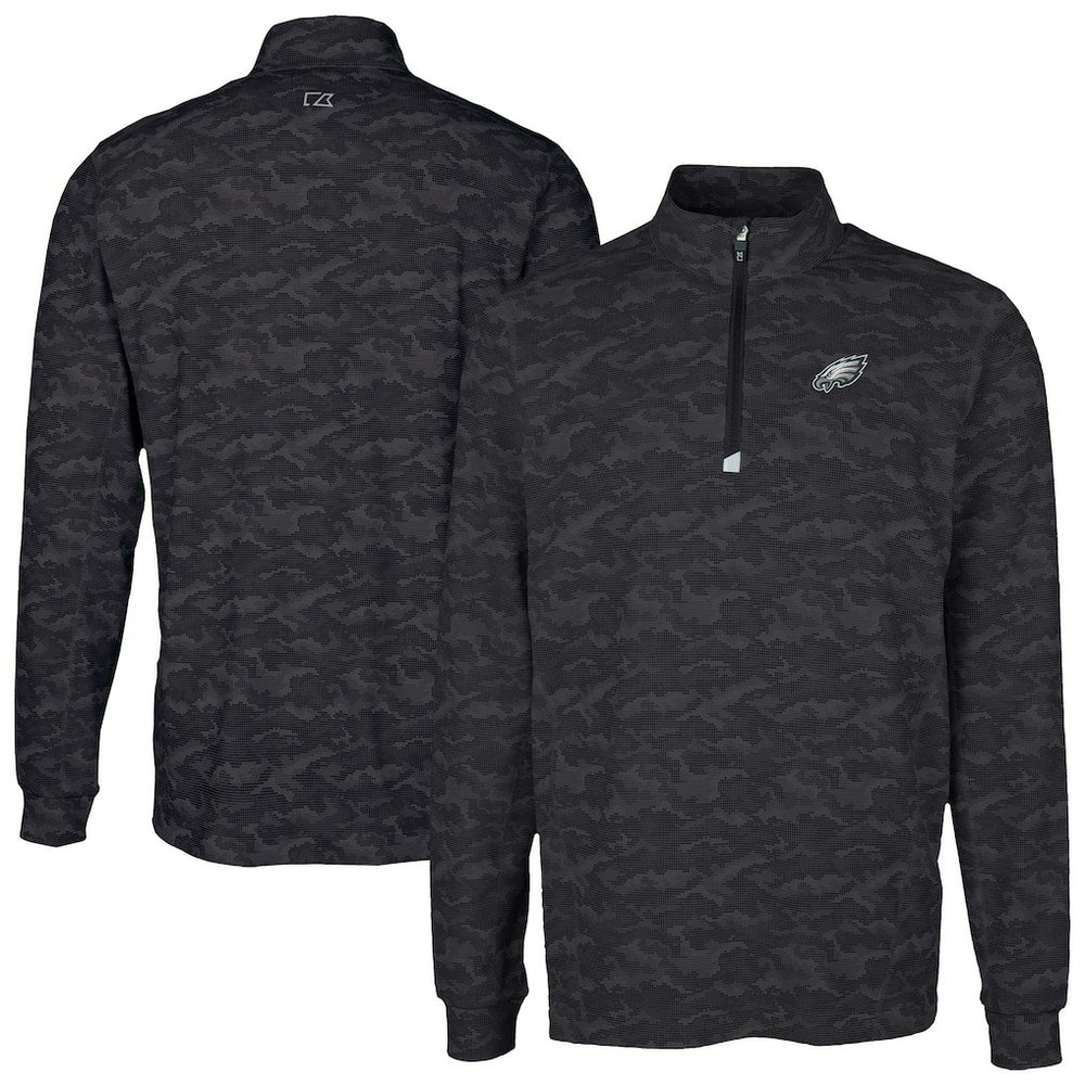Cutter & Buck Traverse Camo Print Stretch Quarter-Zip Top - Philadelphia Eagles