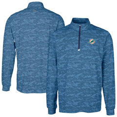 Cutter & Buck Traverse Camo Print Stretch Quarter-Zip Top - Miami Dolphins