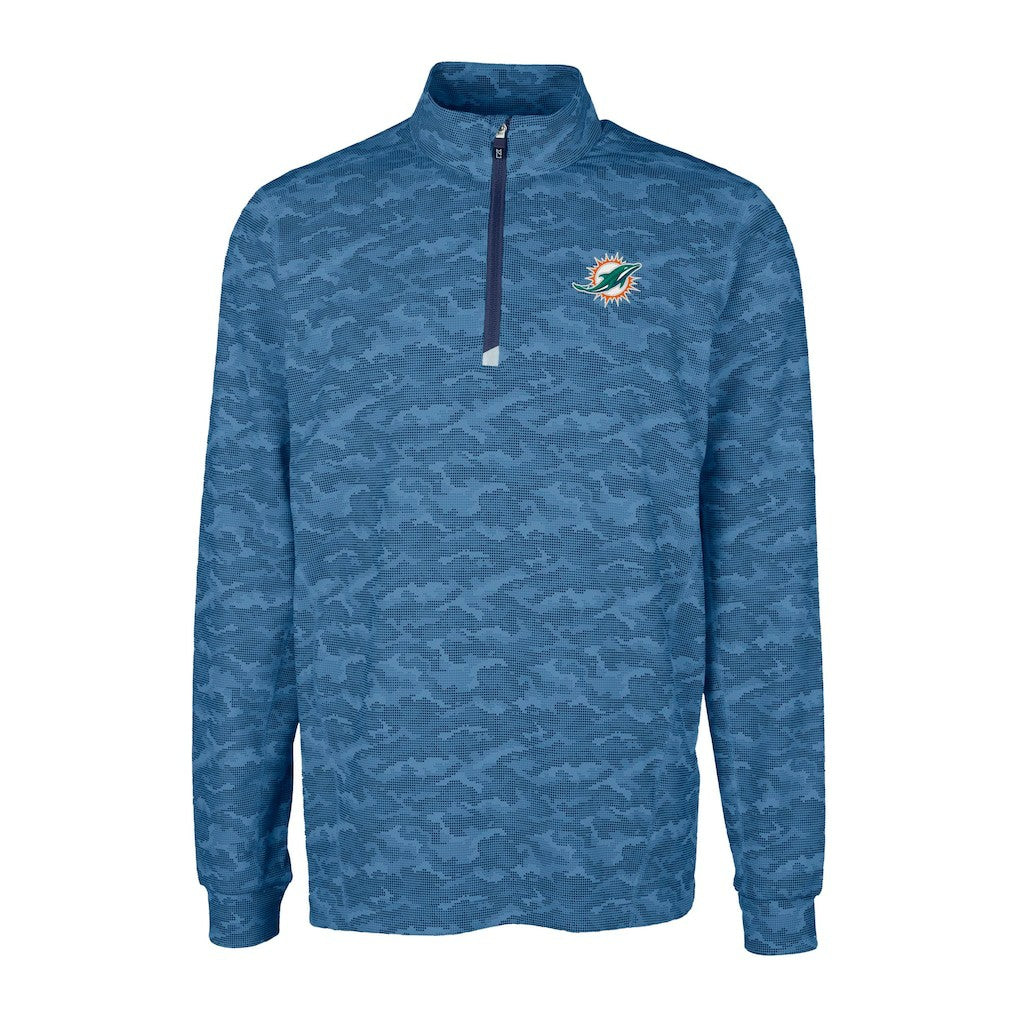 Cutter & Buck Traverse Camo Print Stretch Quarter-Zip Top - Miami Dolphins