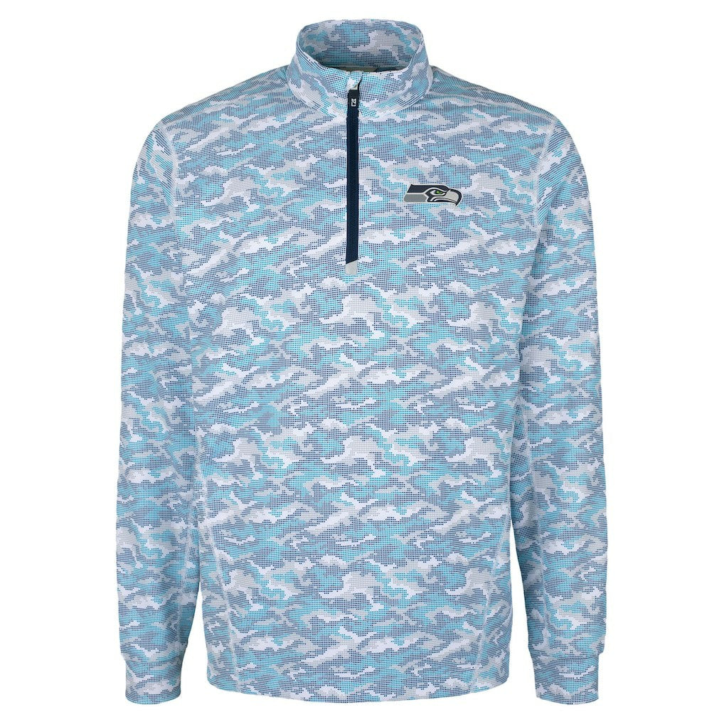Cutter & Buck Traverse Camo Print Stretch Quarter-Zip Top - Seattle Seahawks