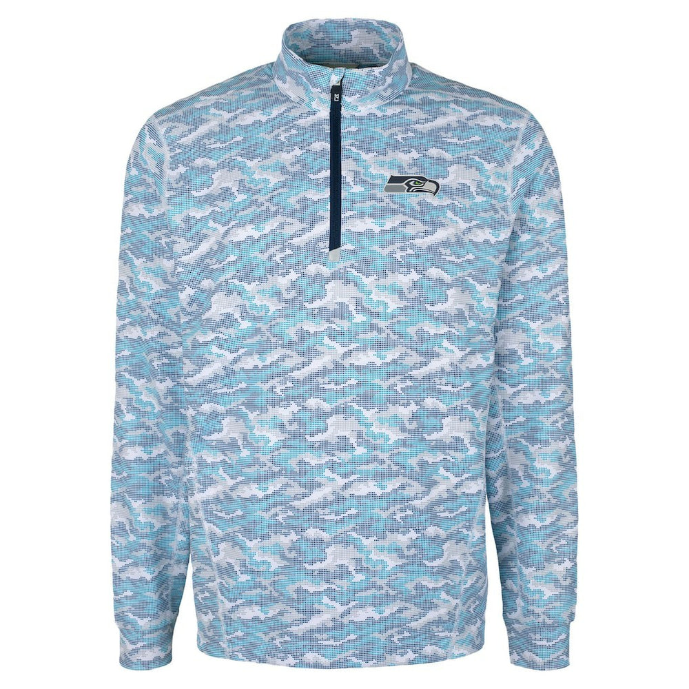 Cutter & Buck Traverse Camo Print Stretch Quarter-Zip Top - Seattle Seahawks
