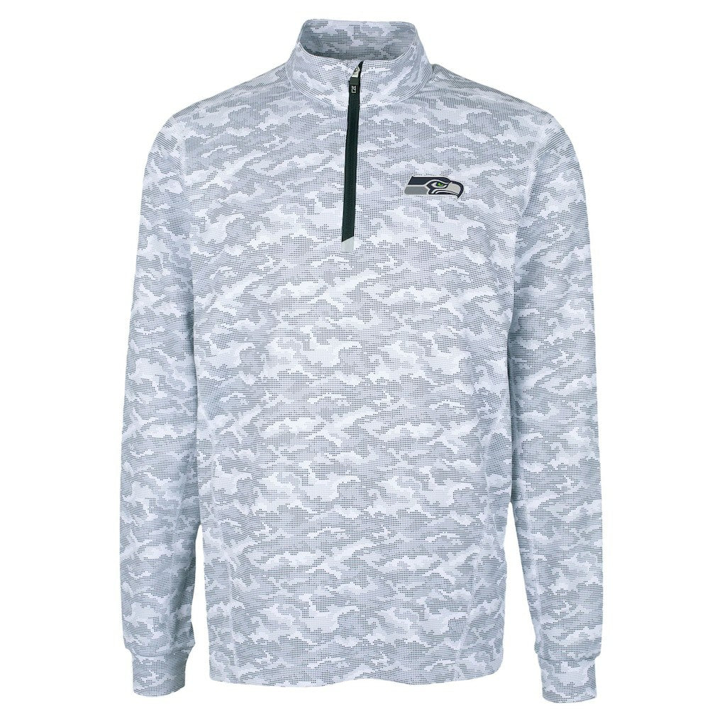 Cutter & Buck Traverse Camo Print Stretch Quarter-Zip Top - Seattle Seahawks