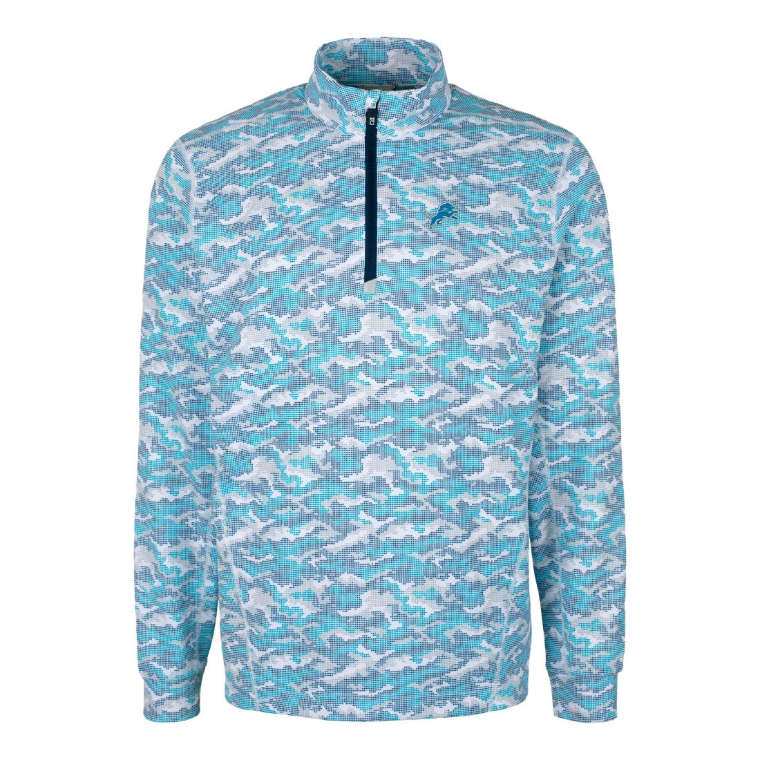 Cutter & Buck Traverse Camo Print Stretch Quarter-Zip Pullover Top - Detroit Lions