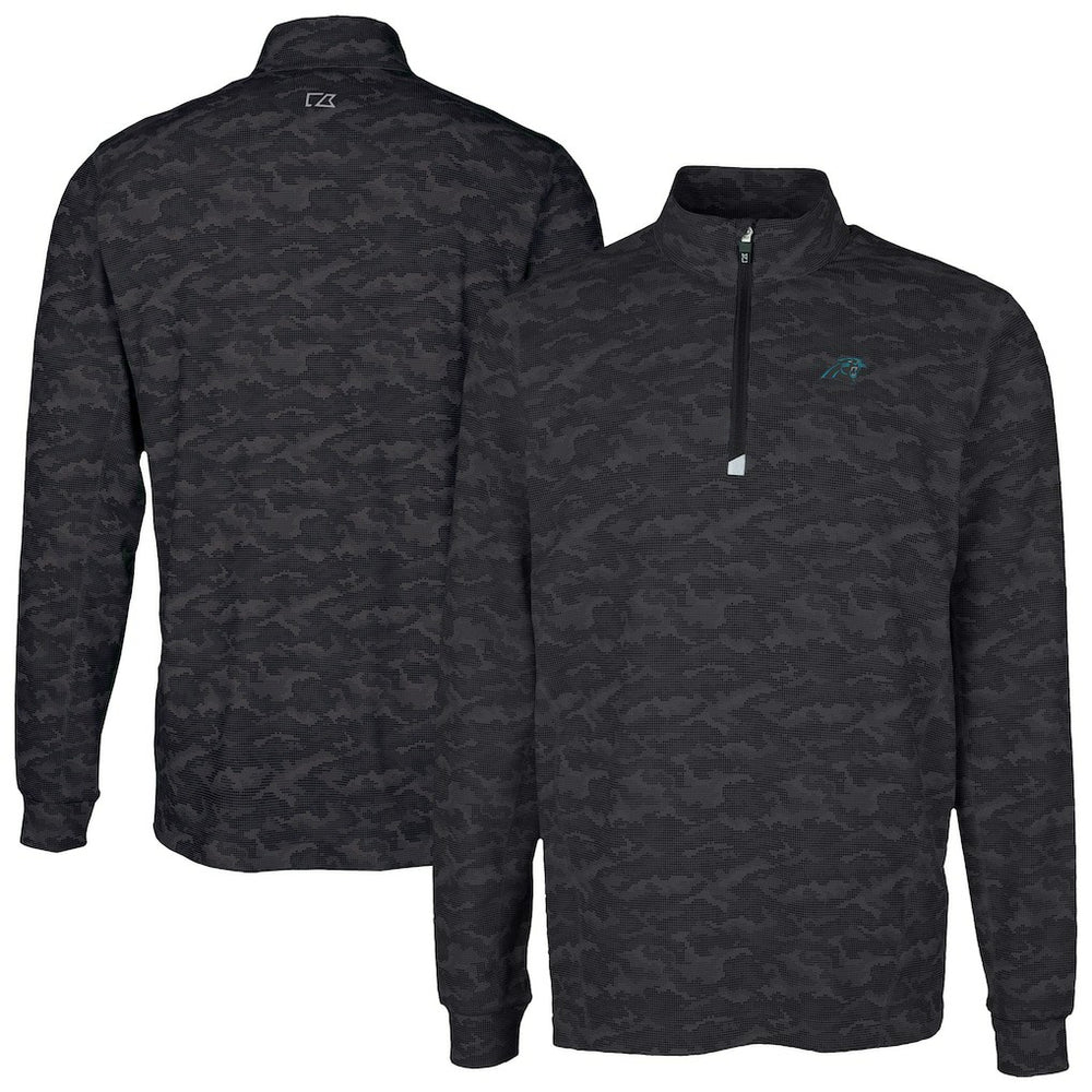 Cutter & Buck Traverse Camo Print Stretch Quarter-Zip Top - Carolina Panthers