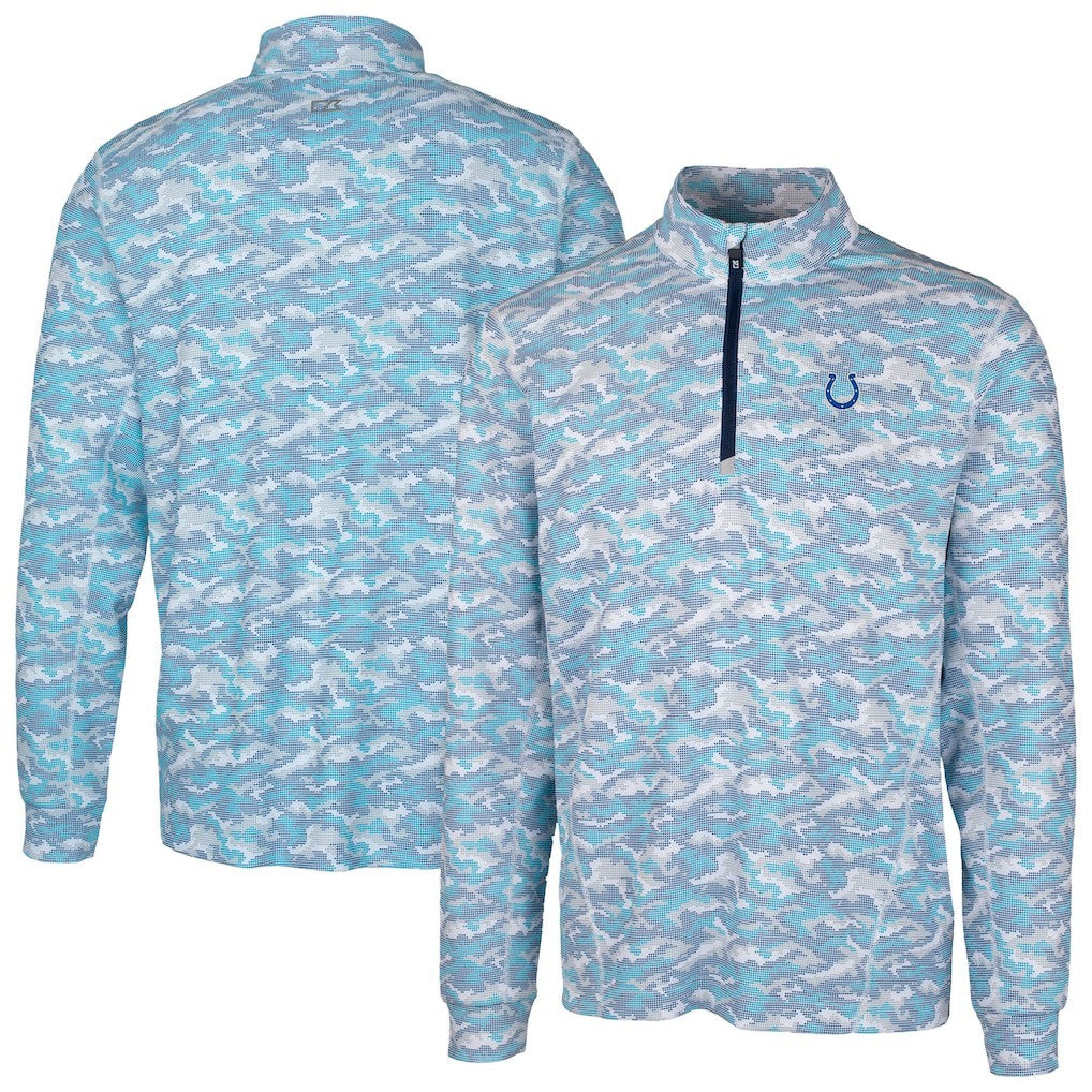 Cutter & Buck Traverse Camo Print Stretch Quarter-Zip Pullover Top - Indianapolis Colts
