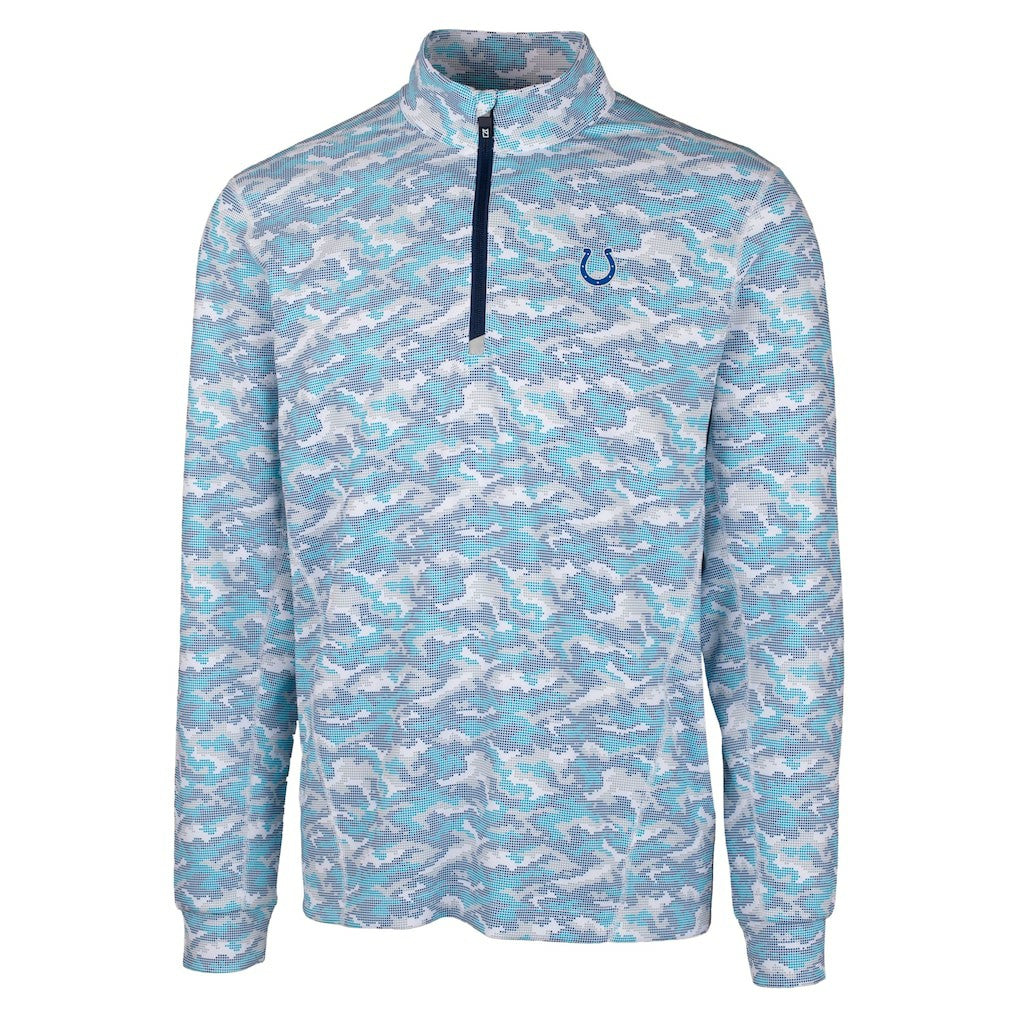 Cutter & Buck Traverse Camo Print Stretch Quarter-Zip Pullover Top - Indianapolis Colts