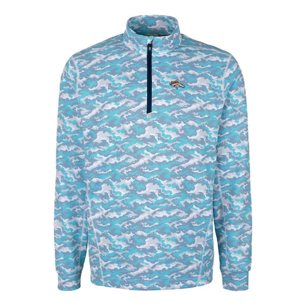 Cutter & Buck Traverse Camo Print Stretch Quarter-Zip Pullover Top - Denver Broncos