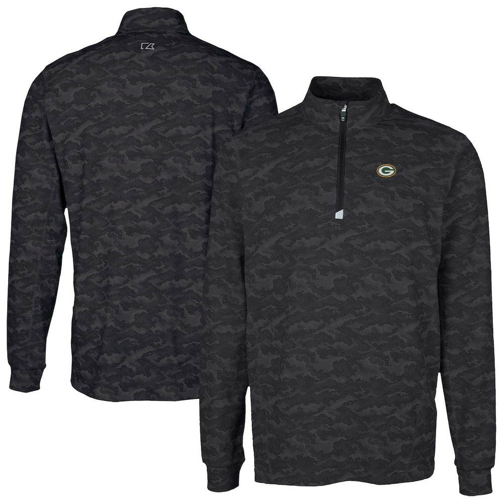 Cutter & Buck Traverse Camo Print Stretch Quarter-Zip Top - Green Bay Packers