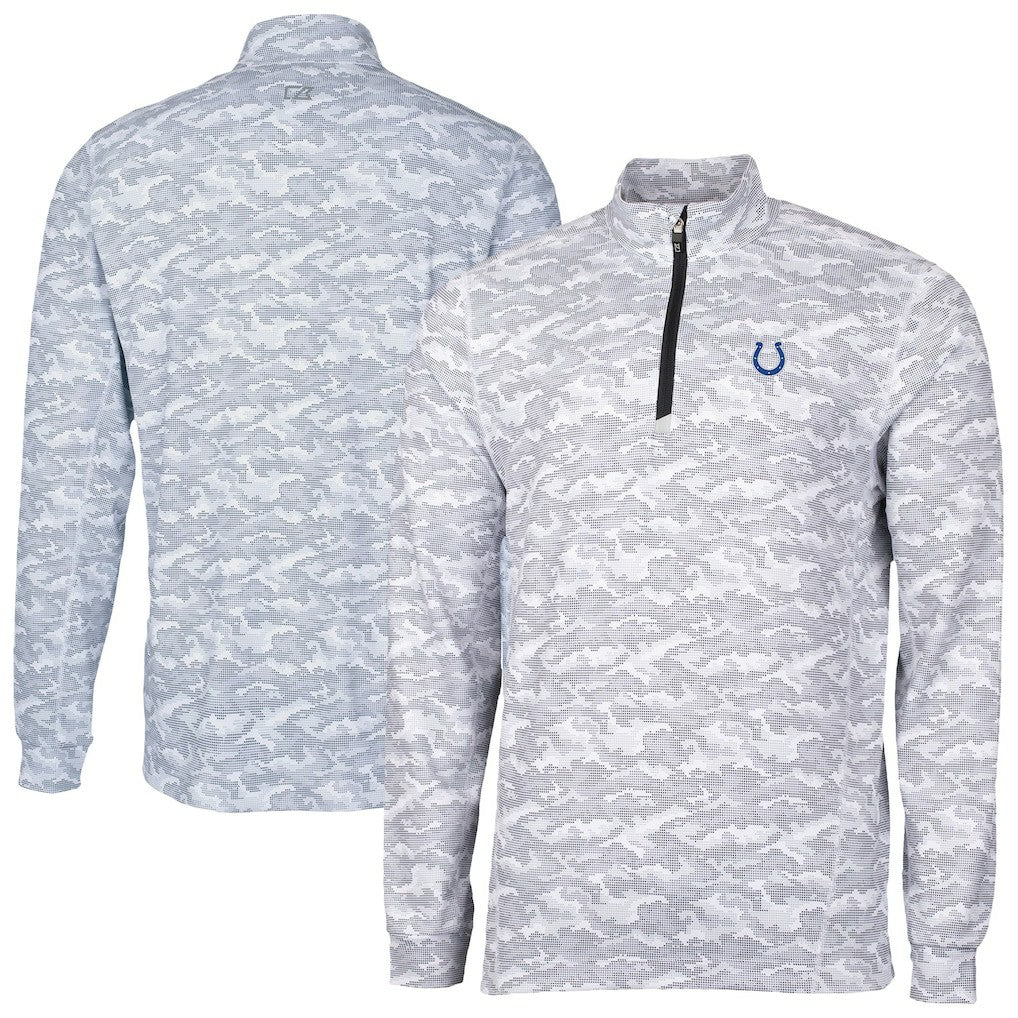 Cutter & Buck Traverse Camo Print Stretch Quarter-Zip Top - Indianapolis Colts