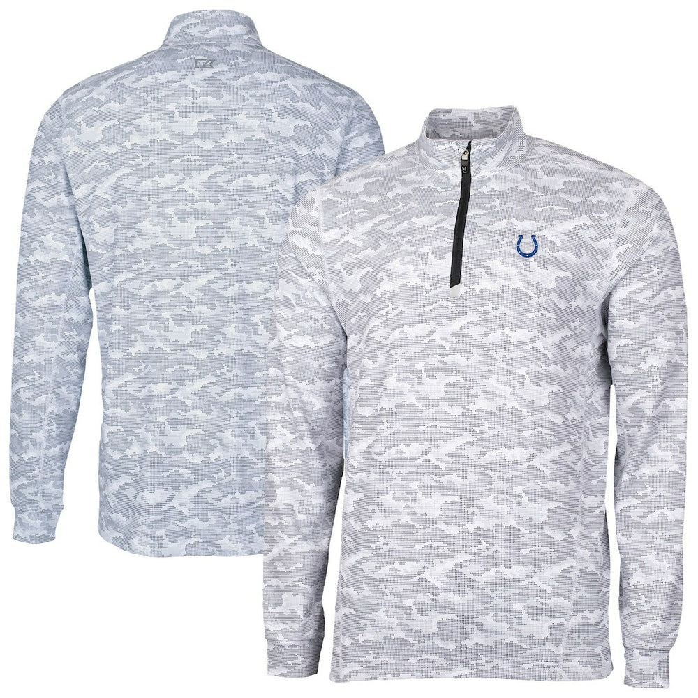 Cutter & Buck Traverse Camo Print Stretch Quarter-Zip Top - Indianapolis Colts