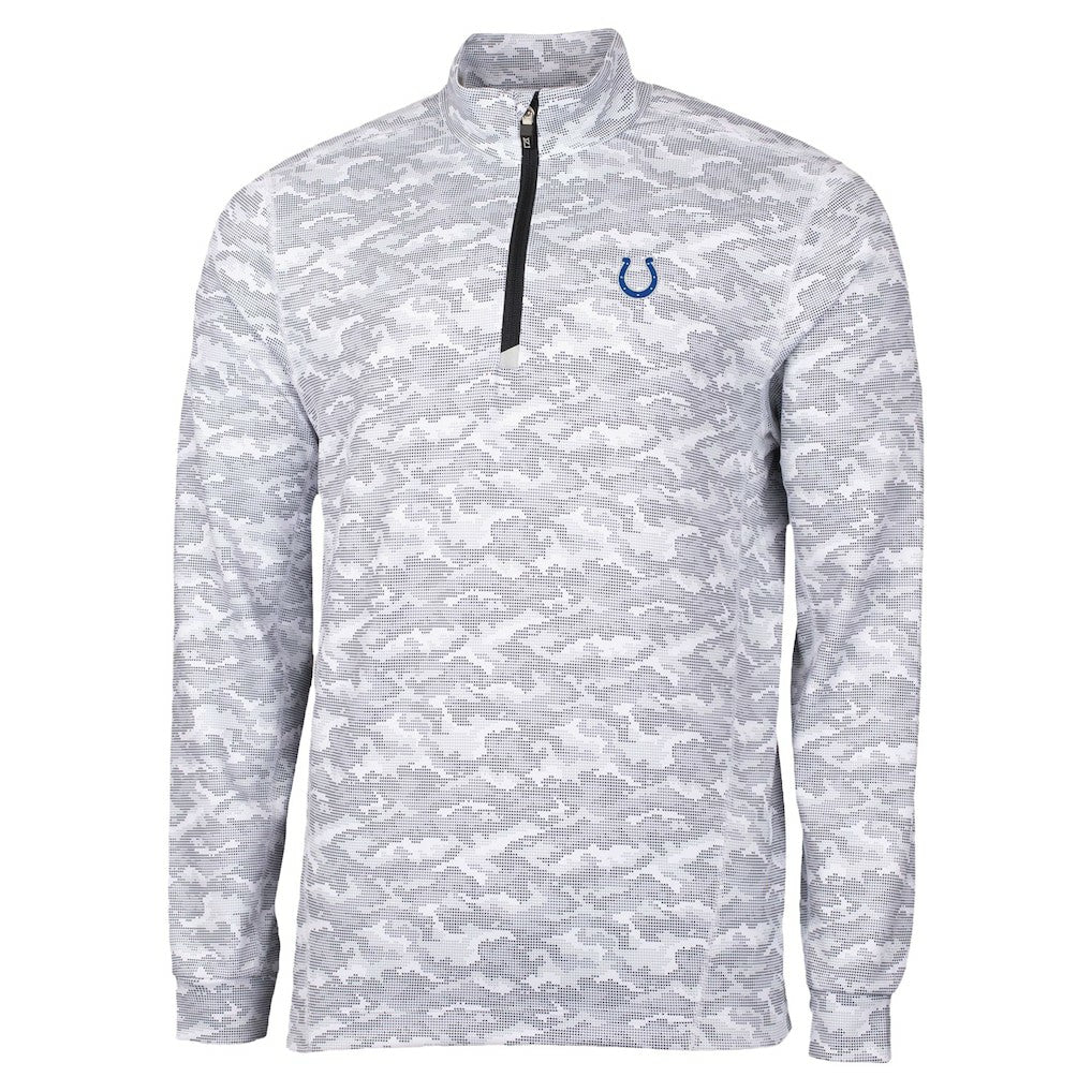 Cutter & Buck Traverse Camo Print Stretch Quarter-Zip Top - Indianapolis Colts