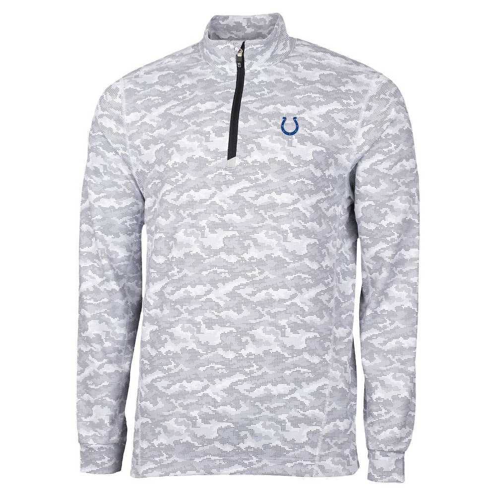 Cutter & Buck Traverse Camo Print Stretch Quarter-Zip Top - Indianapolis Colts