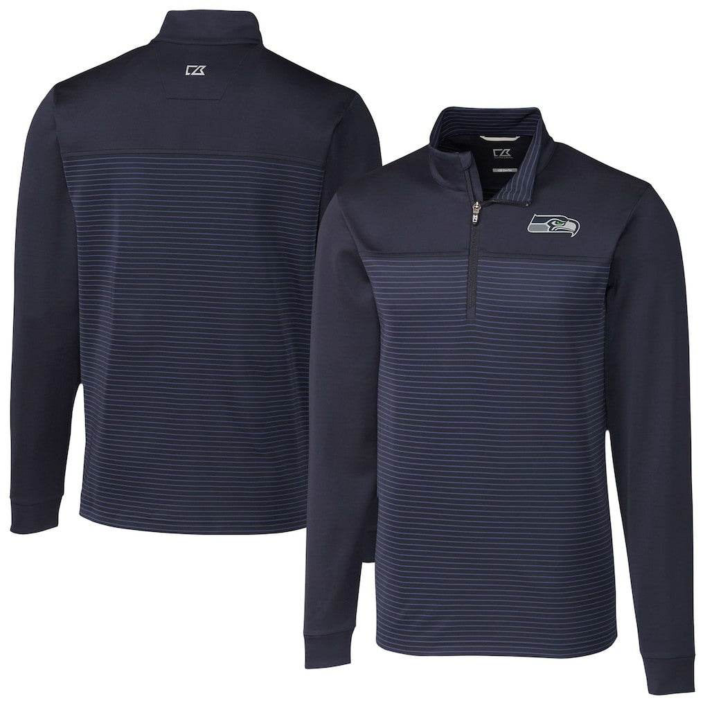 Cutter & Buck Traverse Stripe Stretch DryTec Quarter-Zip Top - Seattle Seahawks