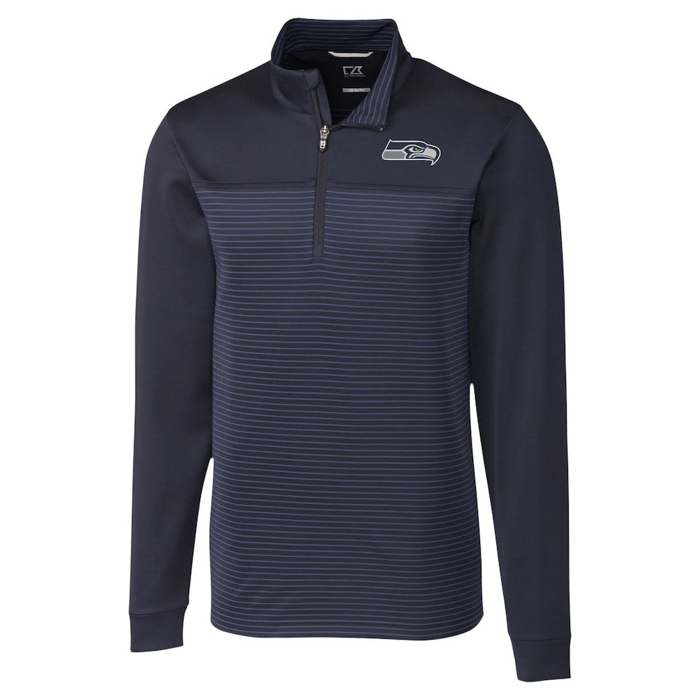 Cutter & Buck Traverse Stripe Stretch DryTec Quarter-Zip Top - Seattle Seahawks