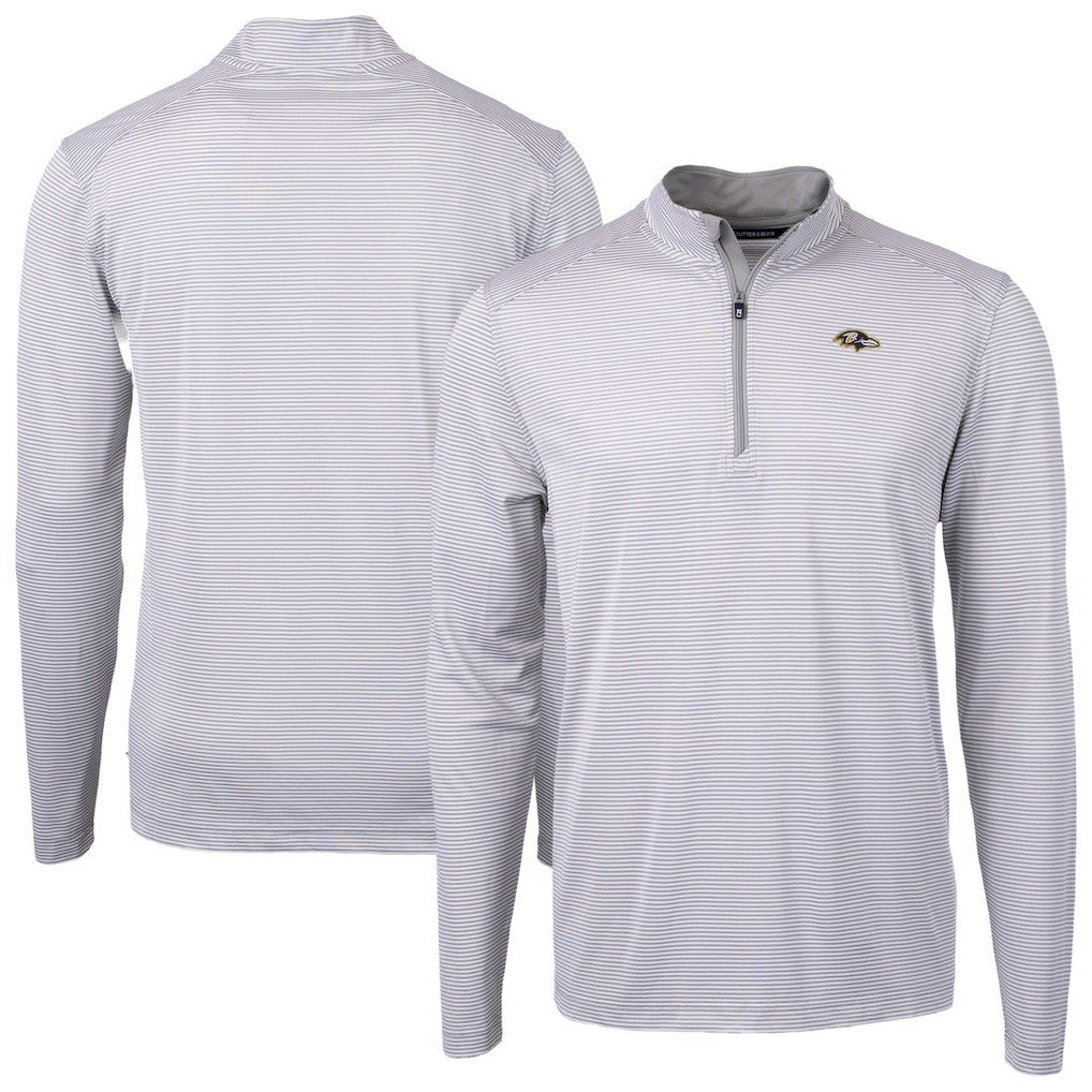 Cutter & Buck Virtue Eco Pique Micro Stripe Quarter-Zip Jacket - Baltimore Ravens