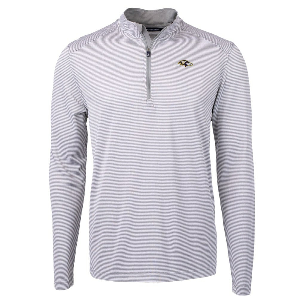 Cutter & Buck Virtue Eco Pique Micro Stripe Quarter-Zip Jacket - Baltimore Ravens