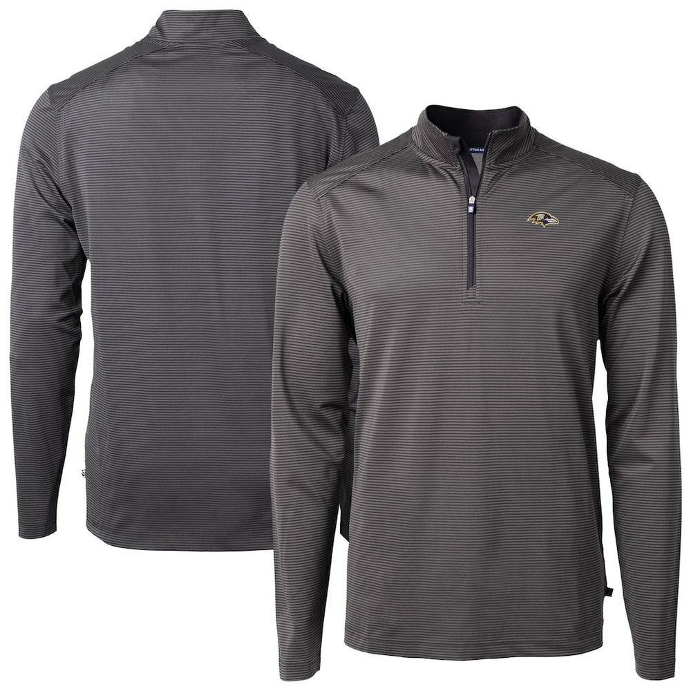 Cutter & Buck Virtue Eco Pique Micro Stripe Quarter-Zip Jacket - Baltimore Ravens