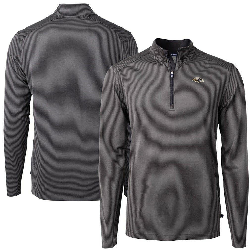 Cutter & Buck Virtue Eco Pique Micro Stripe Quarter-Zip Jacket - Baltimore Ravens