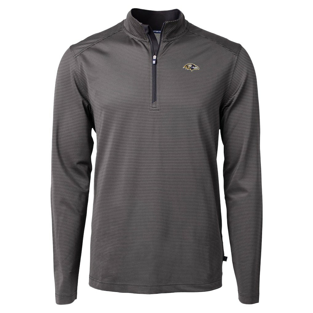 Cutter & Buck Virtue Eco Pique Micro Stripe Quarter-Zip Jacket - Baltimore Ravens