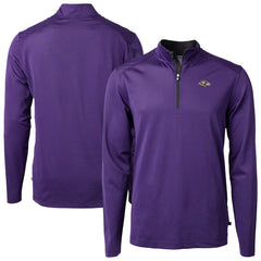 Cutter & Buck Virtue Eco Pique Micro Stripe Quarter-Zip Jacket - Baltimore Ravens