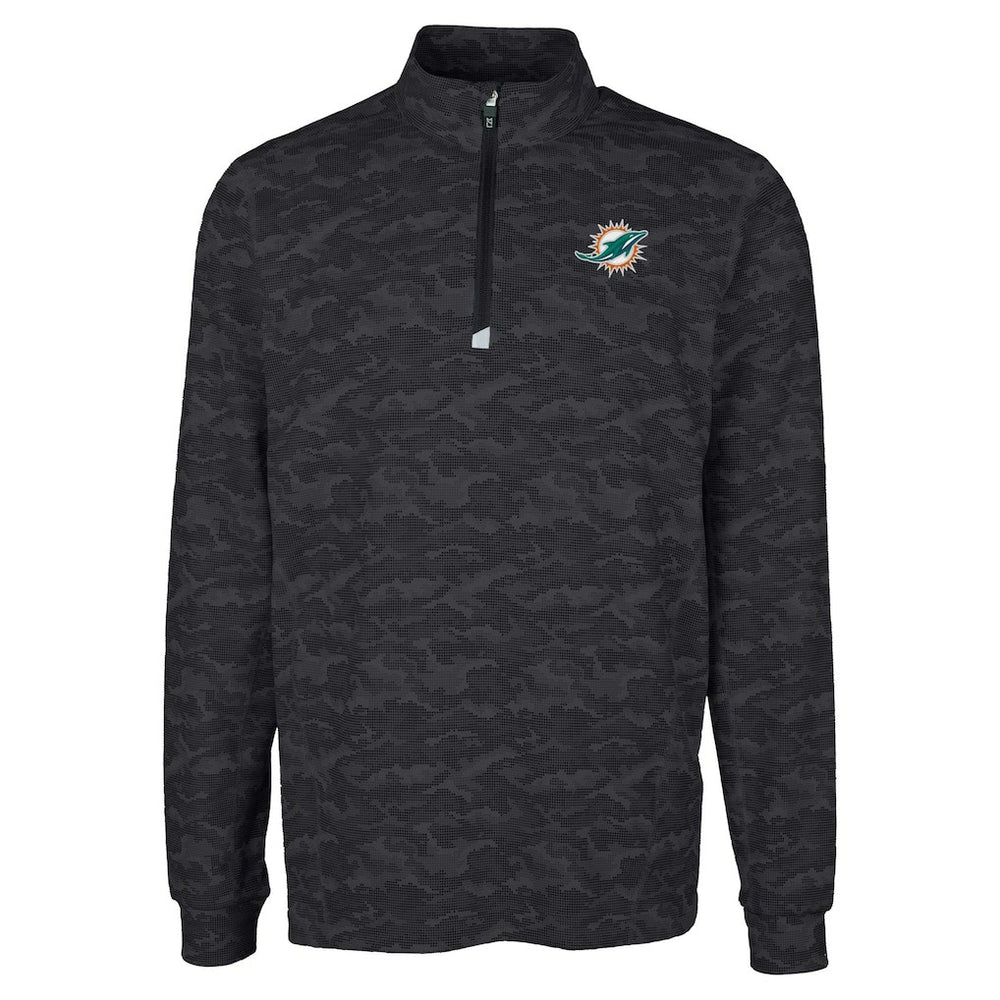 Cutter & Buck Big & Tall Traverse Eco Camo Tri-Blend DryTec Quarter-Zip Jacket - Miami Dolphins