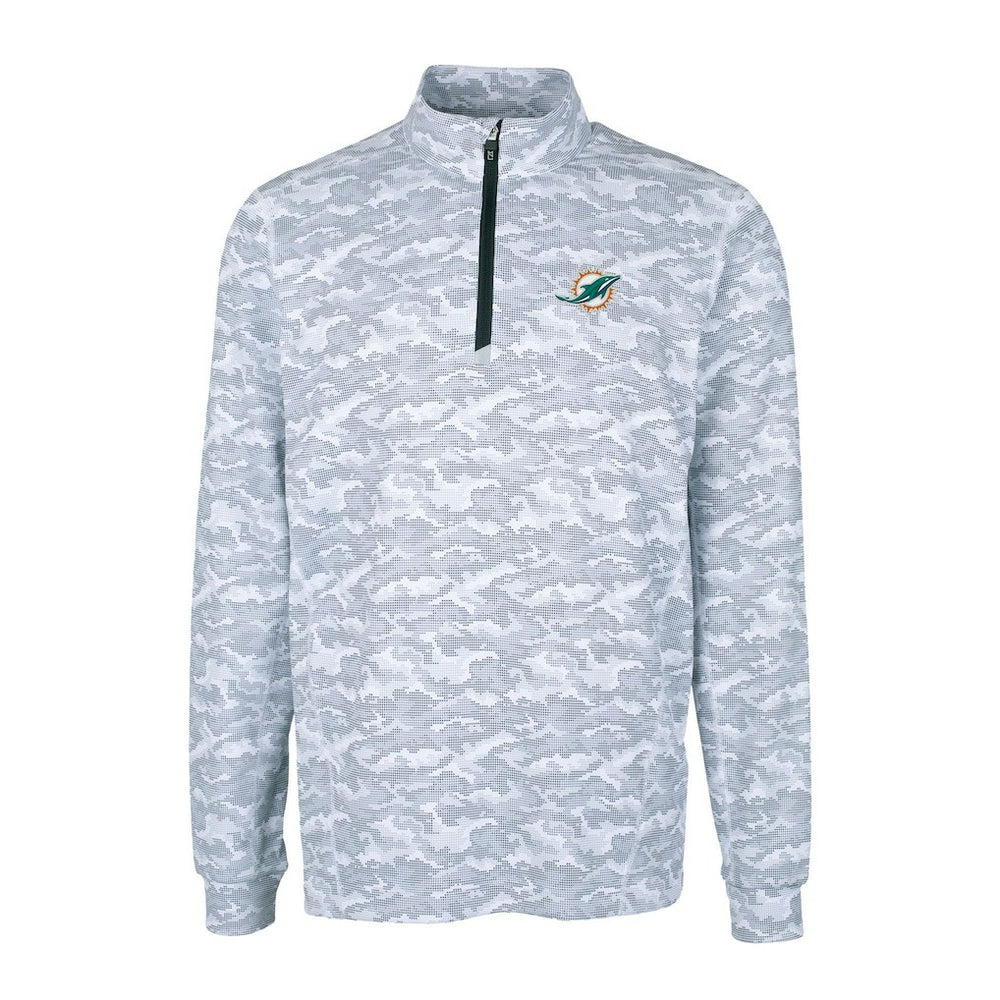 Cutter & Buck Big & Tall Traverse Eco Camo Tri-Blend DryTec Quarter-Zip Jacket - Miami Dolphins