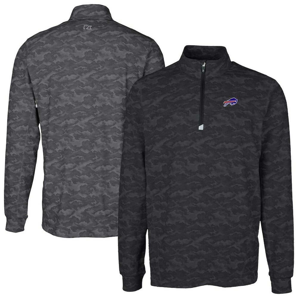 Cutter & Buck Big & Tall Traverse Eco Camo Tri-Blend DryTec Quarter-Zip Jacket - Buffalo Bills
