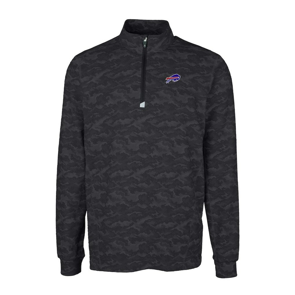 Cutter & Buck Big & Tall Traverse Eco Camo Tri-Blend DryTec Quarter-Zip Jacket - Buffalo Bills