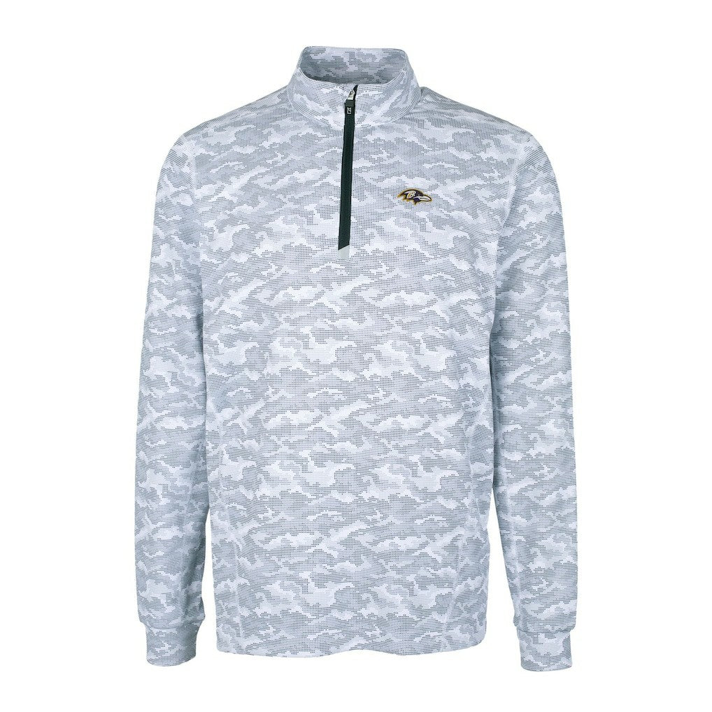 Cutter & Buck Big & Tall Traverse Eco Camo Tri-Blend DryTec Quarter-Zip Jacket - Baltimore Ravens