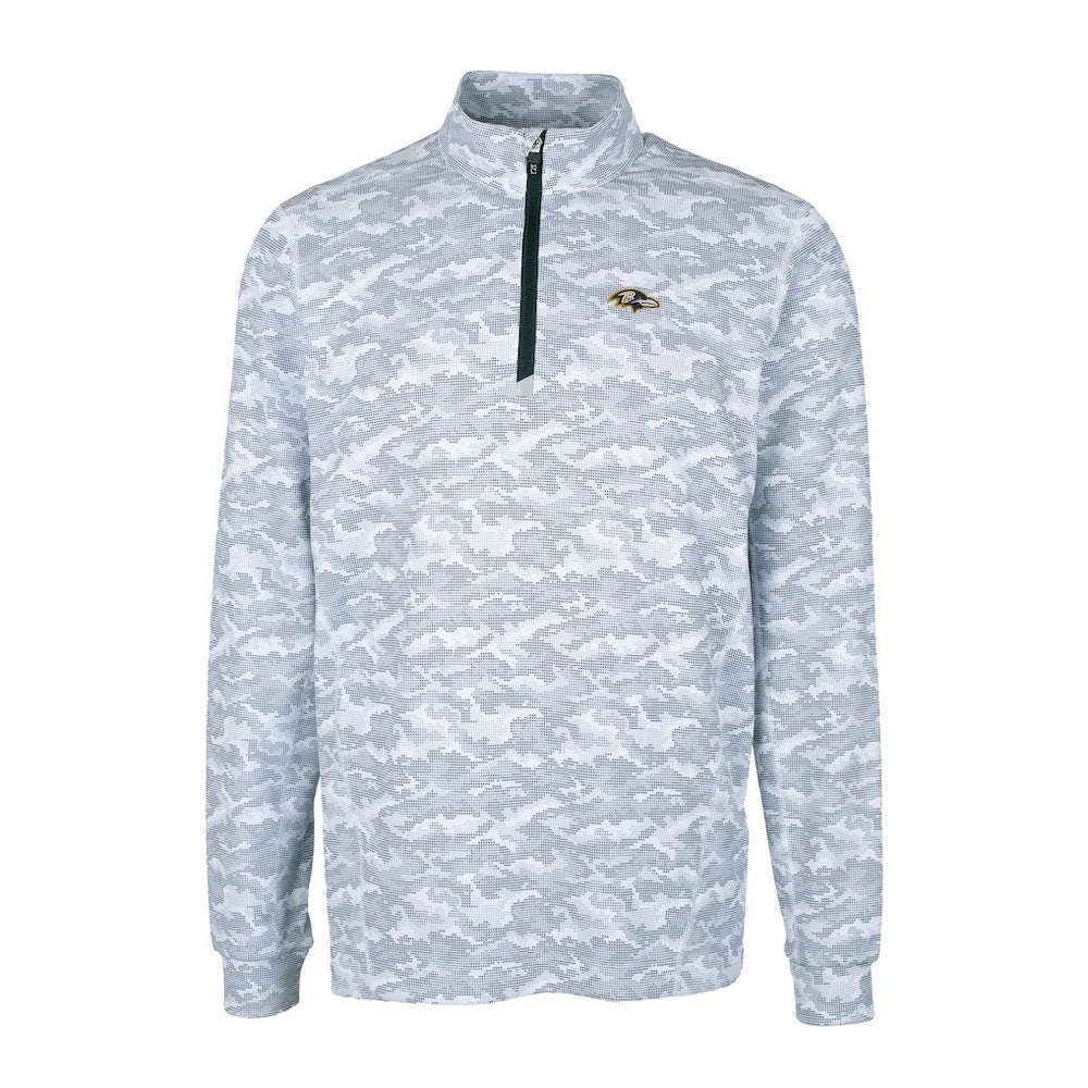 Cutter & Buck Big & Tall Traverse Eco Camo Tri-Blend DryTec Quarter-Zip Jacket - Baltimore Ravens