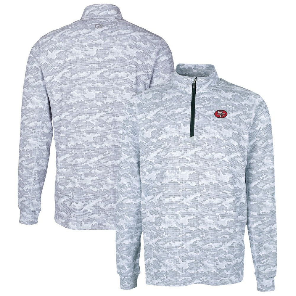 Cutter & Buck Big & Tall Traverse Eco Camo Tri-Blend DryTec Quarter-Zip Jacket - San Francisco 49ers