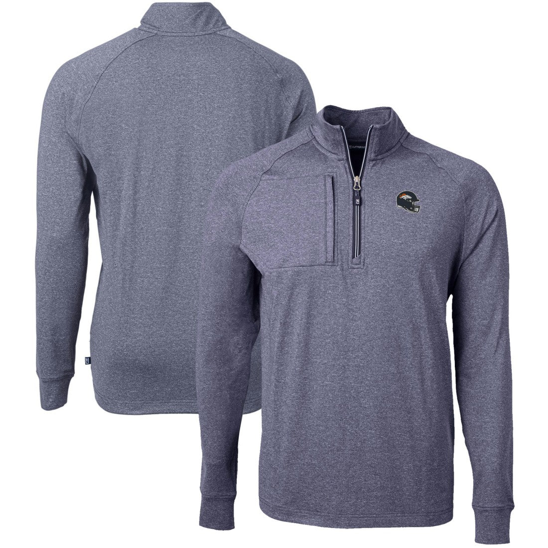 Cutter & Buck Big & Tall Adapt Eco Raglan Quarter-Zip Jacket - Denver Broncos