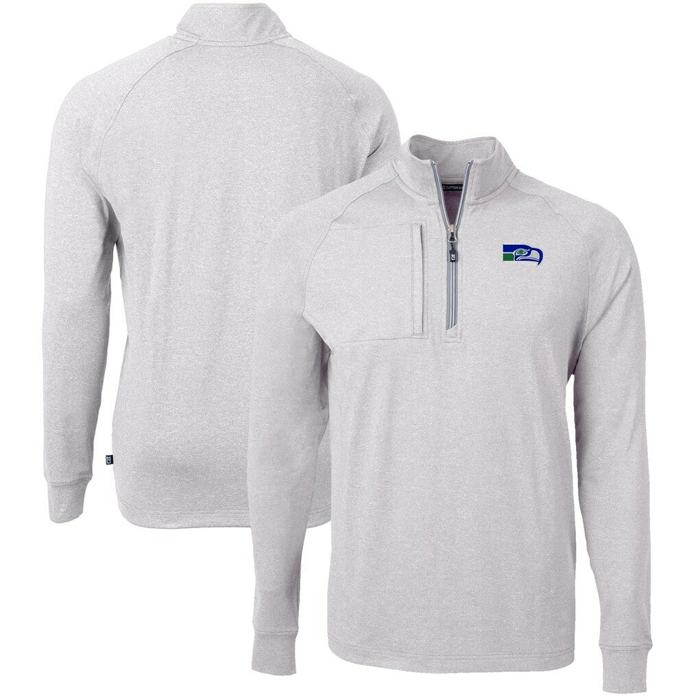 Cutter & Buck Big & Tall Adapt Eco Raglan Quarter-Zip Jacket - Seattle Seahawks