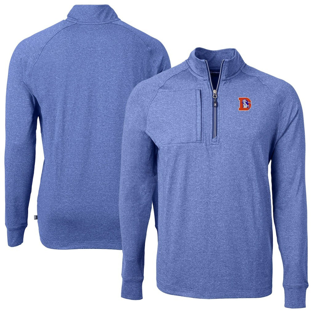 Cutter & Buck Big & Tall Adapt Eco Raglan Quarter-Zip Jacket - Denver Broncos