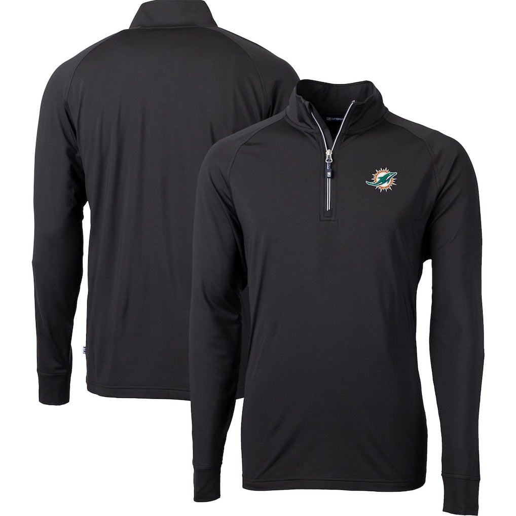 Cutter & Buck Big & Tall Adapt Eco DryTec Raglan Quarter-Zip Jacket - Miami Dolphins