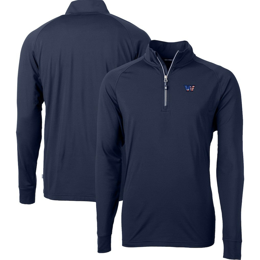 Cutter & Buck Big & Tall Americana Adapt Eco DryTec Raglan Quarter-Zip Jacket - Washington Commanders