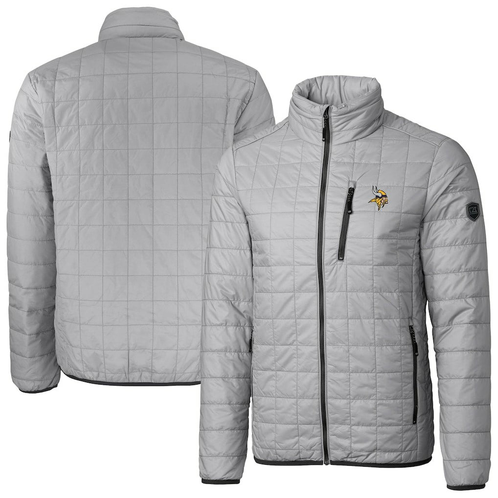 Cutter & Buck Big & Tall Rainier PrimaLoft Eco Insulated Full-Zip Hoodie Puffer Jacket - Minnesota Vikings